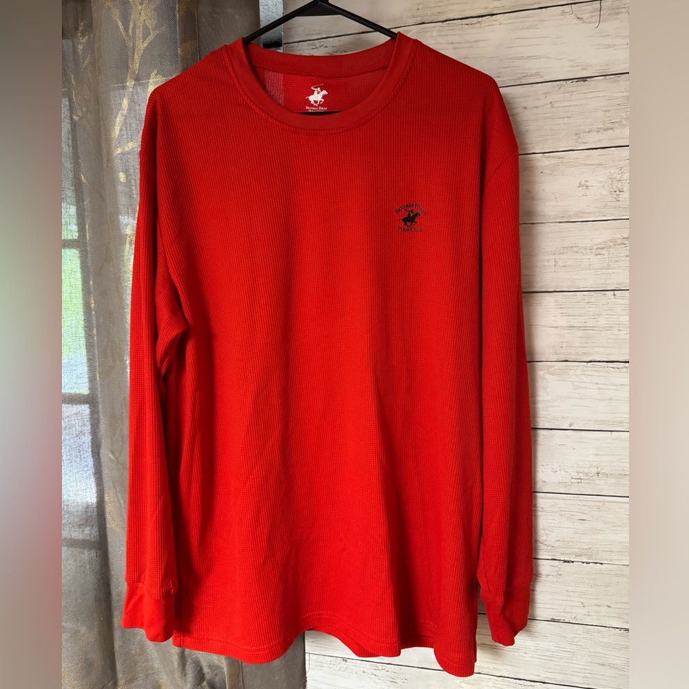 Beverly Hills Polo Club Red Long Sleeve Lounge Shirt